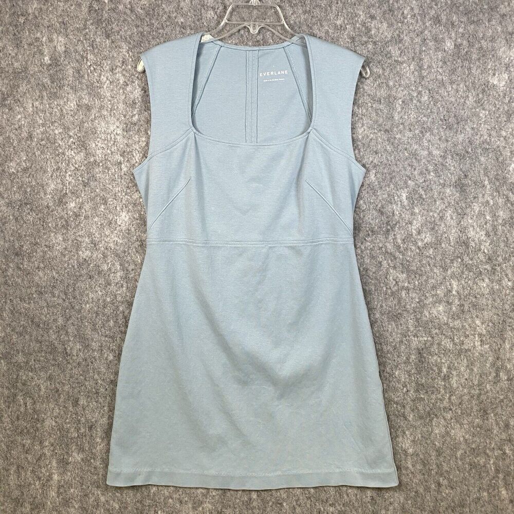 Everlane Dress Womens Large Light Blue The 90s Mini Short Sleeveless Cotton - Picture 2 of 13